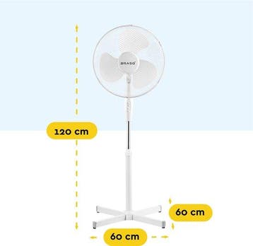 2dekans | BRASQ Statiefventilator – 40 cm – Wit - In hoogte, Ophalen of Verzenden, Zo goed als nieuw