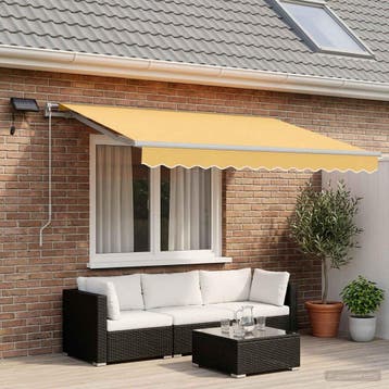 vidaXL Uitschuifbare luifel Zand 450 × 350 cm Stof en, Verzenden, Nieuw