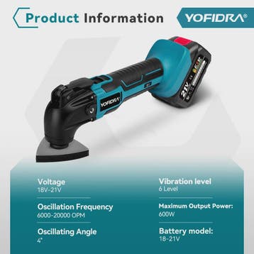 YOFIDRA Snoerloze Multitool met 6 Versnellingen - Zagen, Sch, Verzenden, Nieuw