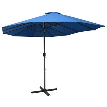 vidaXL Parasol met aluminium paal 460x270 cm blauw, Verzenden, Nieuw, Meer dan 4 meter