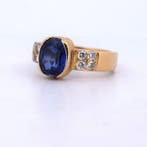 Cocktailring - 18 karaat Geel goud - 3.20ct. tw. Saffier -, Sieraden, Tassen en Uiterlijk, Antieke sieraden