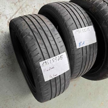 2 x Maxtrek 195-55-15 Zomerbanden 4,5mm, Gebruikt, 15 inch, Ophalen of Verzenden, Band(en)