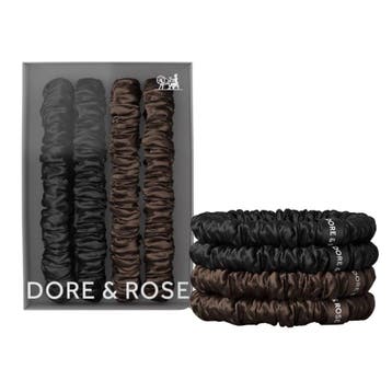 Dore & Rose Scrunchie Set Black/Brown - 4x1cm, Ophalen of Verzenden, Nieuw, Overige typen