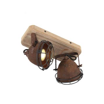 Smart spot roestbruin met hout incl. 2 wifi GU10 - Gina, Verzenden, Nieuw