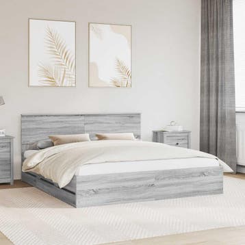 vidaXL Bedframe met lade Grijs Sonoma 180 x 200 cm, Verzenden, Grijs, Hout, Nieuw