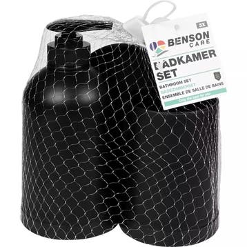 Benson Badkamerset zwart - 3-delig - Zeepdispenser 350 ml..., Huis en Inrichting, Ophalen of Verzenden, Nieuw