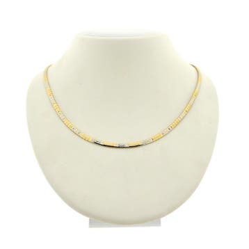 Bicolor gouden omega schakelcollier (Ketting), Sieraden, Tassen en Uiterlijk, Kettingen, Ophalen of Verzenden, Gebruikt, Overige kleuren