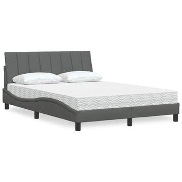 vidaXL Bed met matras Hanko stof donkergrijs 120x200 cm, Verzenden, Nieuw, Twijfelaar, 120 cm