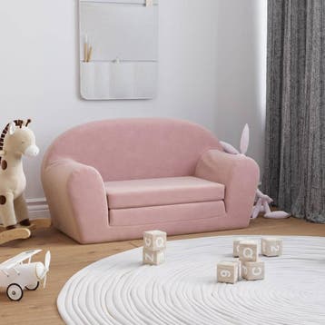 vidaXL Kinderslaapbank 2-zits zacht pluche roze, Verzenden, Nieuw