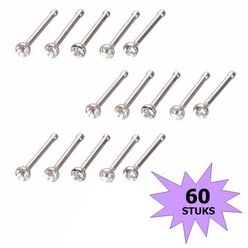 Fako Bijoux - Neuspiercing - Staafje Kristal - 1.8mm - Wit -, Sieraden, Tassen en Uiterlijk, Verzenden, Nieuw