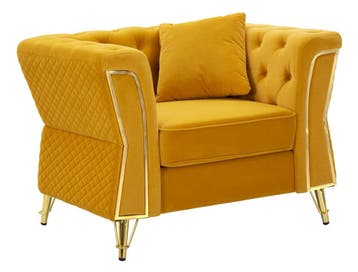 FAUTEUIL EMY MOSTERD MET KUSSEN CM 104X83X76, Huis en Inrichting, Ophalen of Verzenden, Nieuw