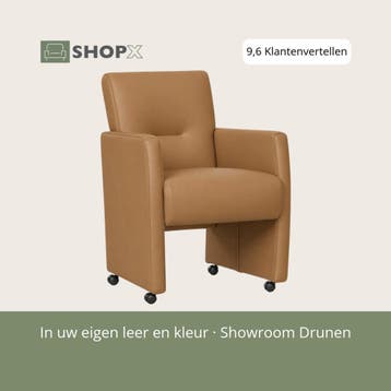 Leren eetkamerstoel Pleasure - Toledo Camel (bruin) - Met, Huis en Inrichting, Eigentijds, Modern, Bruin, Nieuw, Leer