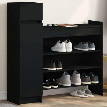 vidaXL Schoenenkast 100,5x28x100 cm bewerkt hout zwart, Verzenden, Nieuw
