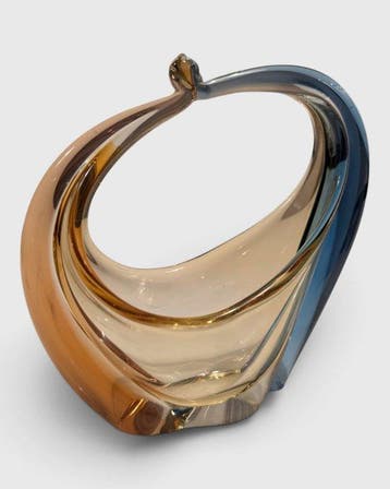 sculptuur, Sculpturale Art Glass schaal / kunstobject in