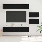 Tv-meubelset Wandgemonteerd 6 pcs Zwart Eiken Bewerkt hout, Verzenden, Nieuw
