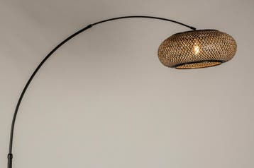 Rietveld Vloerlampen - Zwart, Naturel - Metaal, Rotan, Verzenden, Nieuw