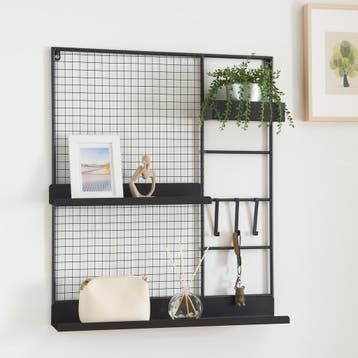 [en.casa] Wandrek Westre metaal 70x60x11 cm zwart, Verzenden, Nieuw in verpakking