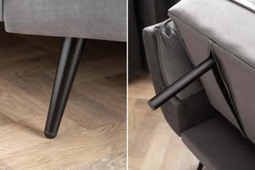Retro slaapbank BOUTIQUE 215cm grijs fluwelen 3-zits met, Ophalen of Verzenden, Nieuw