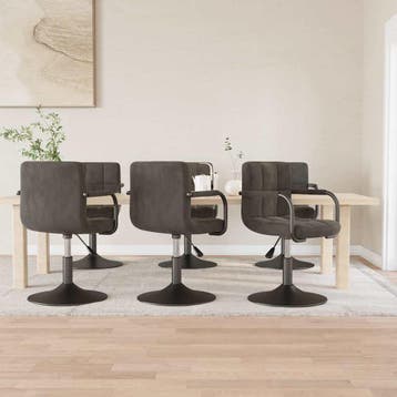 vidaXL Eetkamerstoelen draaibaar 6 st fluweel donkergrijs, Verzenden, Nieuw, Grijs