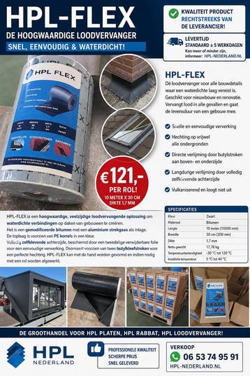 Loodvervanger , 10 x3 meter € 100,-   De NR1 loodvervanger !, Garantie, Nieuwbouw of Opbouw