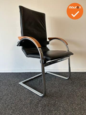 Ahrend vergaderstoel - Zwart leer - Hoge rug - Chroom, Zakelijke goederen, Kantoor en Winkelinrichting | Kantoormeubilair en Inrichting