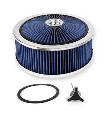Luchtfilter 14 X 5 inch high flow chroom met blauw filter, Ophalen of Verzenden, Nieuw