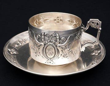 Kop en schotel (2) - French Belle Époque 1st Standard (.950), Antiek en Kunst