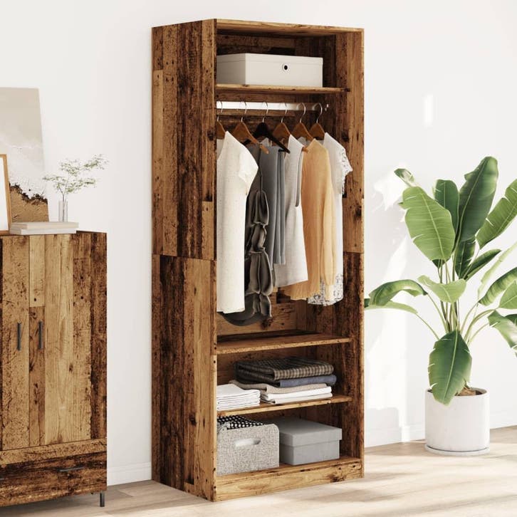vidaXL Kledingkast 80x50x200 cm bewerkt hout oud hout, Huis en Inrichting, Kasten | Kledingkasten, Nieuw, Verzenden
