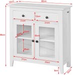 Wit Dressoir 80 cm –Opbergkast met 2 Lades en 2 Glazen Deure, Verzenden, Nieuw