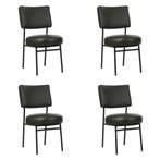 Set van 4 Leren eetkamerstoelen Rondo - Granada Graphite, Ophalen of Verzenden, Nieuw, Leer