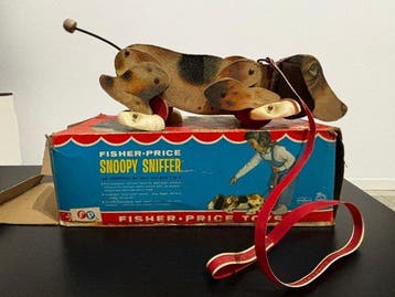 Fisher-Price - Speelgoed Snoopy Sniffer - 1950-1960 - V.S., Antiek en Kunst, Antiek | Speelgoed