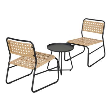 Bistroset Brienza tuintafel met 2 tuinstoelen zwart en beige, Tuin en Terras, Verzenden, Nieuw