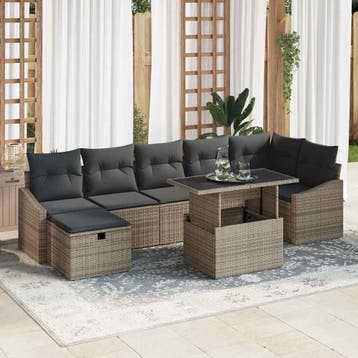 vidaXL Tuin Sofa Set 8 st poly rattan, Verzenden, Nieuw, Rotan, 8 zitplaatsen