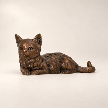 Beeldje - Liggende kat - Brons