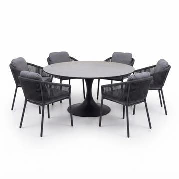 Flair Joshua dining tuinset 158xH75 cm 7 delig antraciet, Ophalen of Verzenden, Nieuw