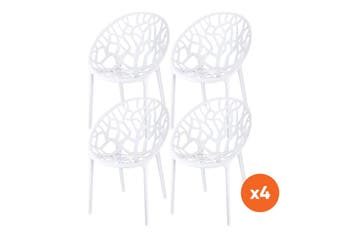 Set van 4 - Siesta Crystal stapelbare tuinstoelen - Wit, Verzenden, Nieuw, Overige materialen