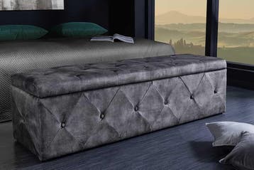 Chesterfield Slaapbank EXTRAVAGANCIA 140cm Grijs Fluweel met, Ophalen of Verzenden, Nieuw