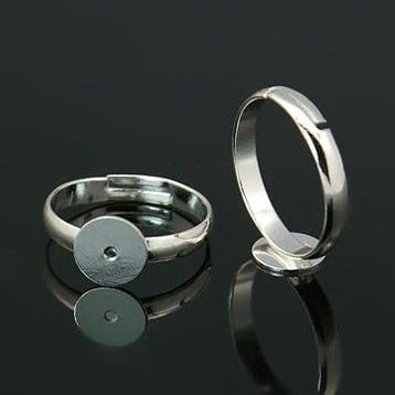1 x Verstelbare basis ring – verzilverd, Ø ca. 17 mm, rin, Ophalen of Verzenden, Nieuw, Overige typen