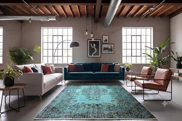 Turkoois vintage - Vloerkleed - 295 cm - 165 cm - met, Nieuw