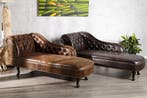 Chesterfield chaise longue 170cm antiekbruin met, Ophalen of Verzenden, Nieuw