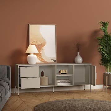 TV meubel Kliri met lades en deur 150x35x58 cm camel [en.cas, Huis en Inrichting, Verzenden, Nieuw