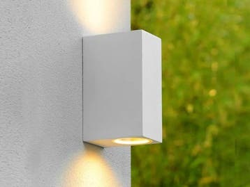 Veiling - 8x Wandlamp rechthoekig GU10 duo fitting wit water, Tuin en Terras, Buitenverlichting, Nieuw