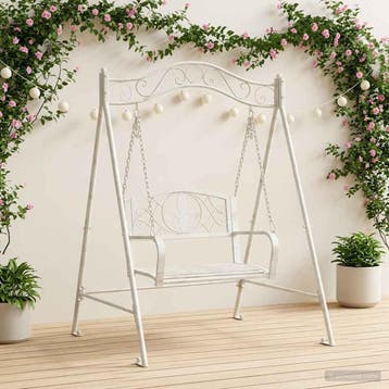 vidaXL Schommelbank Staal 113 x 121,5 x 168 cm Antiek wit, Verzenden, Nieuw, Metaal