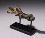 Oud-Romeins Prachtig bronzen beeldje van een hertenkop - 2