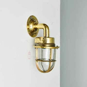 Wandlamp - Messing, Glas - Industrieel kooi-lamp