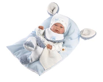 Llorens pop NICO blauw met kussen - 40 cm (Poppen 37- 45 cm), Ophalen of Verzenden, Nieuw