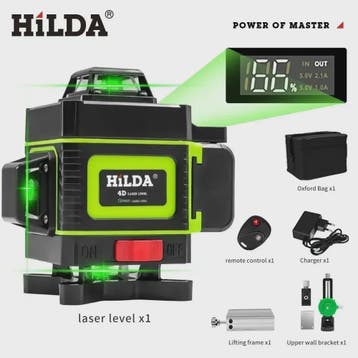 HILDA 16/12 Lijnen Groene Laserwaterpas Zelfnivellerend 360°, Verzenden, Nieuw