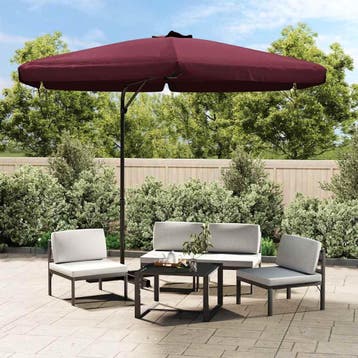 vidaXL Parasol met stalen paal 300 cm bordeauxrood, Verzenden, Nieuw, 3 tot 4 meter
