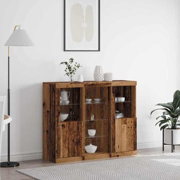 vidaXL LED Sideboard Oud hout 123 x 37 x 100 cm Bewerkt hout, Minder dan 50 cm, Verzenden, 100 tot 150 cm, Nieuw