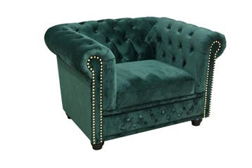 Fauteuil CHESTERFIELD antieke uitstraling fluweel, Ophalen of Verzenden, Nieuw